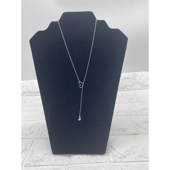 Sliver Sweet Hearts Lariat Women's Necklace - Picture 3 of 11